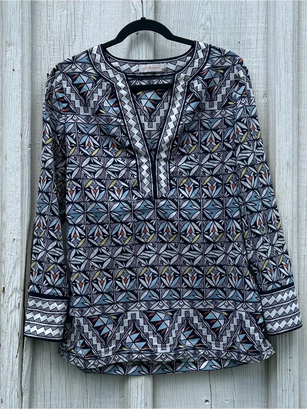 VINTAGE Tory Burch Geometric Print Tunic, Size 8 - Classic Style